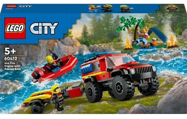 LEGO City 60412 Firhjulstrukket brandbil med redningsbåd